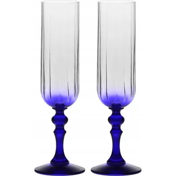 Sklenice Stínované skleničky na šampaňské BUBBLE s tmavě modrou nohou 200 ml