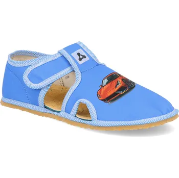 Dívčí bačkory Barefoot dětské přezůvky Antal - Rascal Car modré Velikost: 28
