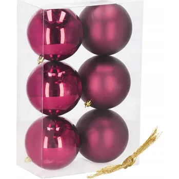 Vánoční dekorace VÁNOČNÍ OZDOBY NA STROMEČEK 6 KS BORDOVÝCH VÁNOČNÍCH KOULÍ 10 CM SADA NEROZBITNÉ