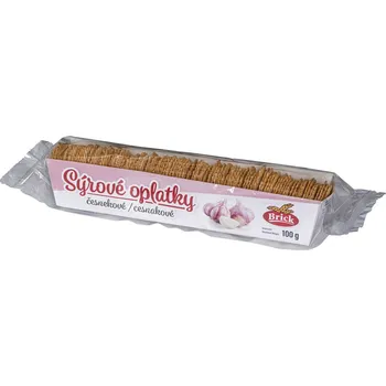 Cukrovinka Brick Sýrové oplatky česnekové 100g cena za kartonové balení (Kartonové balení : 24 ks)