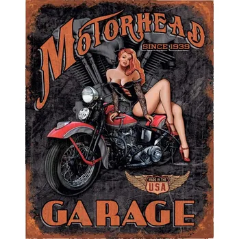 Plechová cedule D.E. metal signs Plechová cedule Motorhead Garage 40 cm x 32 cm