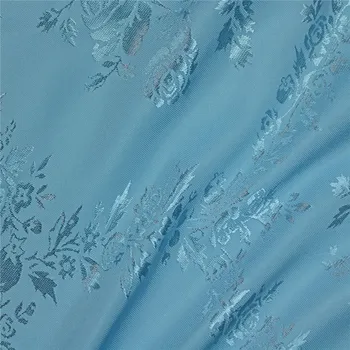 Šatovka Satén Žakár Folk - Modrá světlá