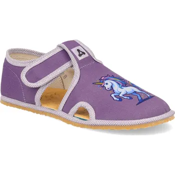 Dívčí bačkory Barefoot dětské přezůvky Antal - Rascal Unicorn fialové Velikost: 30