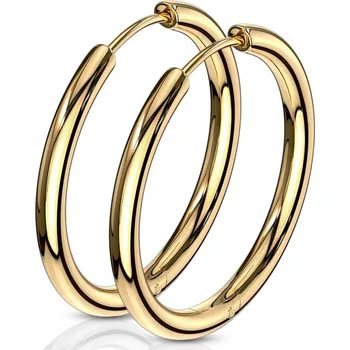 Náušnice Šperky4U Zlacené ocelové náušnice - kruhy 25 mm - OPN1119G-25