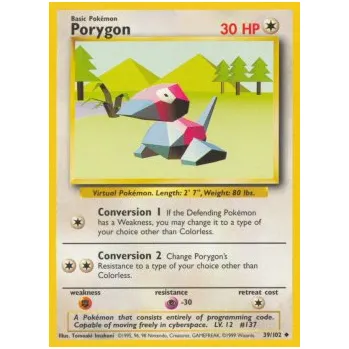 Karetní hra Pokémon BS 039/102 Porygon - Base Set Stav: Excellent