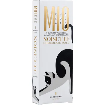 Čokoláda GREENOMIC MIO Chocolate - Noisette Chocolate Roll Čokoládové oplatkové rolky s lískooříškovou náplní, 120 g