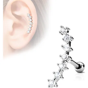 Piercing Šperky4U Cartilage piercing do ucha - čiré kamínky - CP1031-C