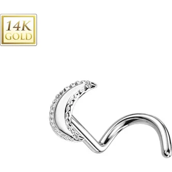 Piercing Šperky4U Zlatý piercing do nosu - měsíček, Au 585/1000 - ZL01240-WG