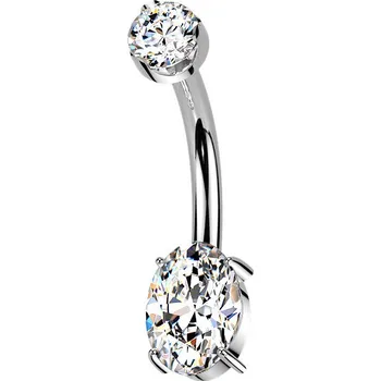Piercing Šperky4U Luxusní piercing do pupíku s Moissanity 1.25ct, TITAN - TM005