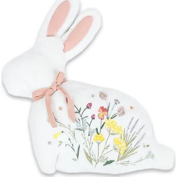 Sleep-well Plyšový polštářek zajíc s bohatou výšivkou, bílý