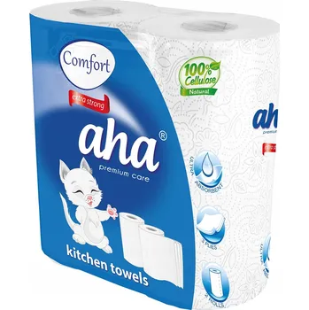 Utěrka Papírové utěrky celulóza Aha, balení 2 ks, bílé