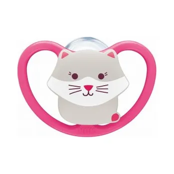 dudlíky NUK Dudlík Space 6-18m Kočka - růžová BOX