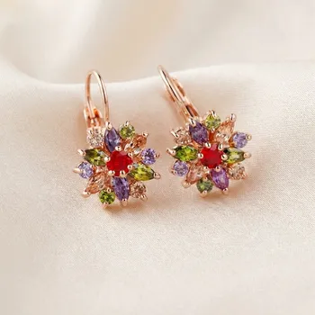 Souprava šperků B-TOP Výrazné barevné náušnice ve tvaru květu se zirkony