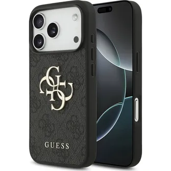 Náhradní kryt pro mobilní telefon Guess PU 4G Metal Logo zadní kryt pro iPhone 17 Pro Grey