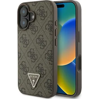 Telefonní příslušenství Kryt Guess Case iPhone 16 Guhcp16Sp4Tdpw (Pu Leather 4G Triangle Strass) brown