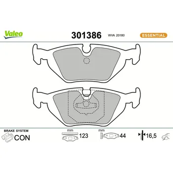 Brzdová destička Sada brzdových destiček, kotoučová brzda VALEO 301386