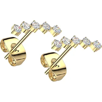 Náušnice Šperky4U Zlacené ocelové náušnice se zirkony - OPN2017-GD