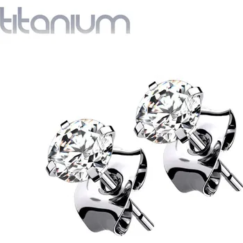 Náušnice Šperky4U Titanové náušnice se zirkony - KM2013-04
