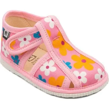 Dívčí bačkory RAK Pantofle květiny růžové, zavřeno velikost 22