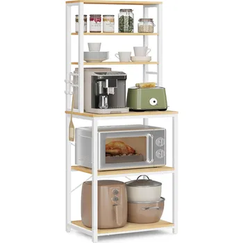 Servírovací stolek VASAGLE Kuchyňský regál 6 polic 60 x 167 x 40 cm buk