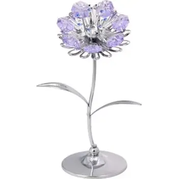 Žertovný předmět Romantická květina Crystocraft - stříbrná - fialové krystaly