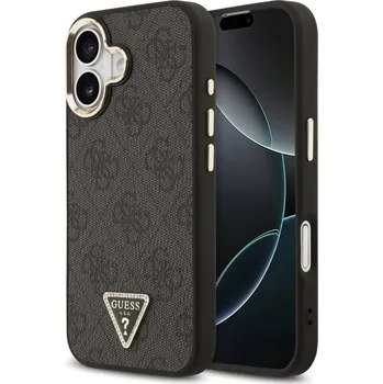 Náhradní kryt pro mobilní telefon Guess PU Leather 4G Triangle Logo Gold Frame MagSafe zadní kryt pro iPhone 17 Black