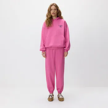 Dámské kalhoty Reserved - Tepláky s&nbsp;vysokým podílem bavlny - růžová - 014HT-30X - 014HT-30X-S