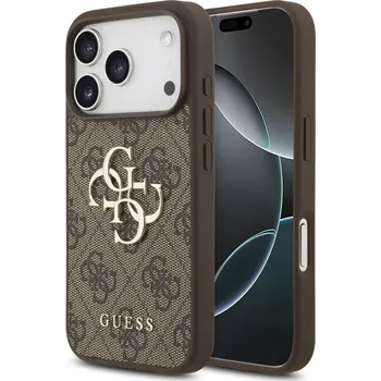 Náhradní kryt pro mobilní telefon Guess PU 4G Metal Logo zadní kryt pro iPhone 17 Pro Brown