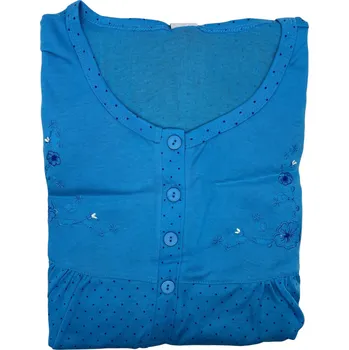 Dámské pyžamo Vn.Lot Dámská bavlněná nadměrná noční košile s krátkým rukávem FREEDOM Barva: Modrá, Velikost: 6XL