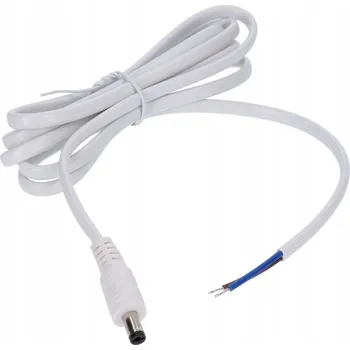 IP kamera DC konektor 5.5x2.1 5A s bílým kabelem, délka 150 cm, 18AWG