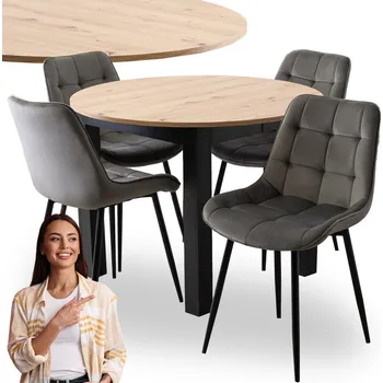 Jídelní stůl Stůl a Židle Sada Rozkládací Kulatý Set Do Obývacího Pokoje Jídelny Kuchyně