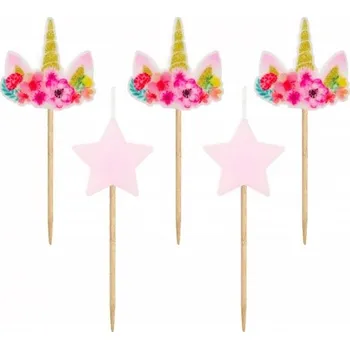Dortová svíčka Svíčky na dort JEDNOROŽEC hvězdičky dekorace 5 G