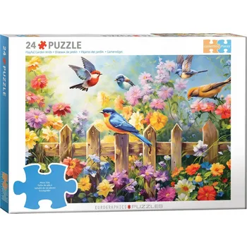 EUROGRAPHICS Puzzle Connecting Pieces: Hraví zahradní ptáci 24 dílků