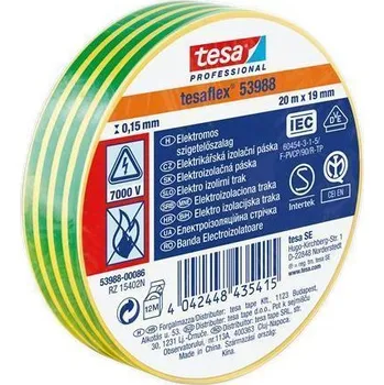 Lepicí páska Elektroizolační páska Tesa Professional, 19 mm x 20 m, zelená/žlutá