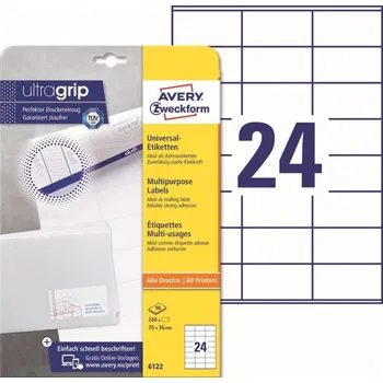 Kancelář Samolepící etikety Ultragrip 70 x 36 mm, 10 listů A4 6122