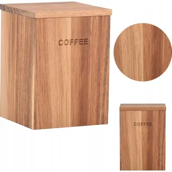 Obraz Nádoba na mletou a zrnkovou kávu z akáciového dřeva s víkem