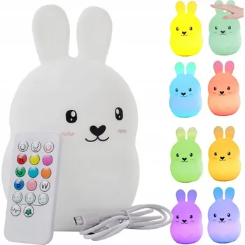 Lampička Obejmout králíka v noci noční lampa pro děti LED dotyková RGB USB AKU DÁLKOVÝ OVLADAČ