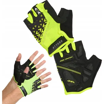 Cyklistické rukavice Cyklistické rukavice ATTABO Vito s gelovou výstelkou tlumící nárazy limetka/černá, velikost XL