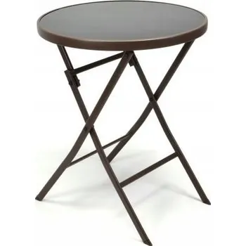 Zahradní stůl Zahradní bistro stolek se sklopnou skleněnou deskou - hnědý