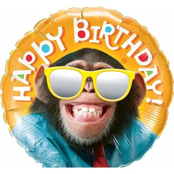 Balónek Fóliový balónek 45 cm - Usmívající se šimpanz k narozeninám