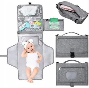Přebalování Přebalovací pult měkký pro miminka, skládací, přenosný, cestovní podložka, kapsy