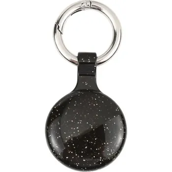 Třpytivý transparentní obal s karabinou pro AirTag - černý