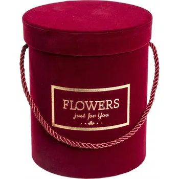 Obraz VELUROVÝ KVĚTINÁČ BORDOVÉ BARVY S PLASTOVOU VLOŽKOU 18 cm