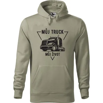 Pánská mikina Pánská mikina s potiskem Můj truck můj život Velikost (muž): S, Vyberte barvu: Světlá khaki