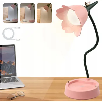 Lampička NOČNÍ LAMPA STOLNÍ LED PRO DĚTI LAMPA NA STŮL KVÍTEK 3 BARVY SVĚTLA