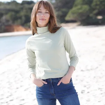 Dámské tričko Strečové rolákové tričko šedozelená 42/44