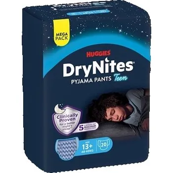 Plena Kimberly-Clark HUGGIES DryNites XL pro kluky (13+ r.) MEGA plenkové kalhotky 48-60 kg, 20 ks