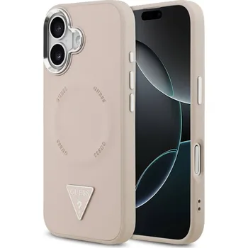 Náhradní díl pro mobilní telefon Guess PU Leather Triangle Logo MagSafe zadní kryt pro iPhone 17 Pink