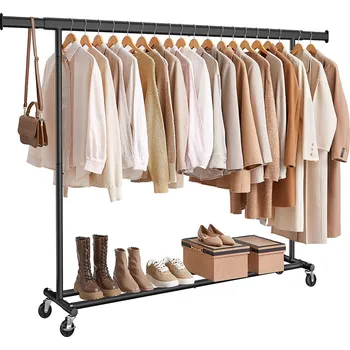 SONGMICS Pojízdný věšák na oděvy 200 x 162 cm černá