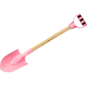 Pískoviště Mamido Dřevěná lopatka na písek s pastelově růžovou rukojetí 60 cm